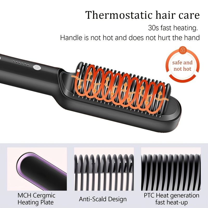 StyleFusion 2-in-1: Electric Hair Straightener Brush and Hot Comb