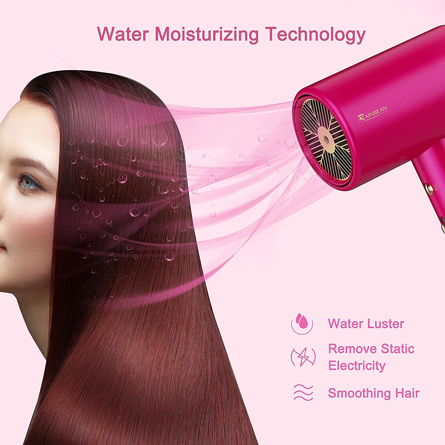 Ionic Flow Hair Dryer: Powerful 1800W, Magnetic Nozzle, Travel-Ready